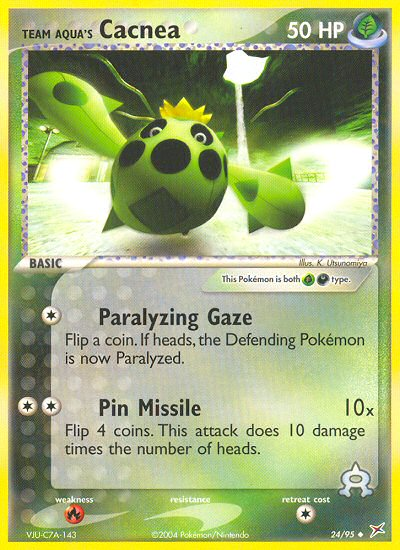 Team Aqua's Cacnea – Team Magma vs Team Aqua 24/95 Pokémon card