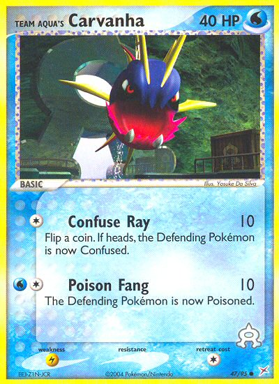Team Aqua's Carvanha – Team Magma vs Team Aqua 47/95 Pokémon card