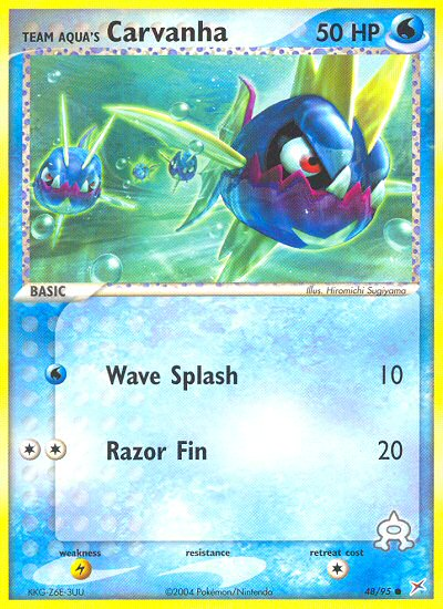 Team Aqua's Carvanha – Team Magma vs Team Aqua 48/95 Pokémon card
