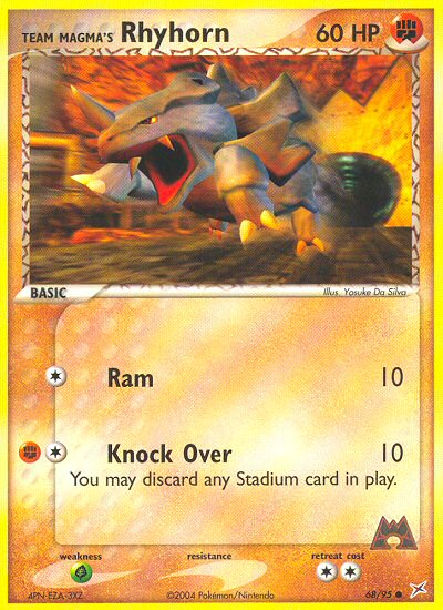 Team Magma's Rhyhorn – Team Magma vs Team Aqua 68/95 Pokémon card