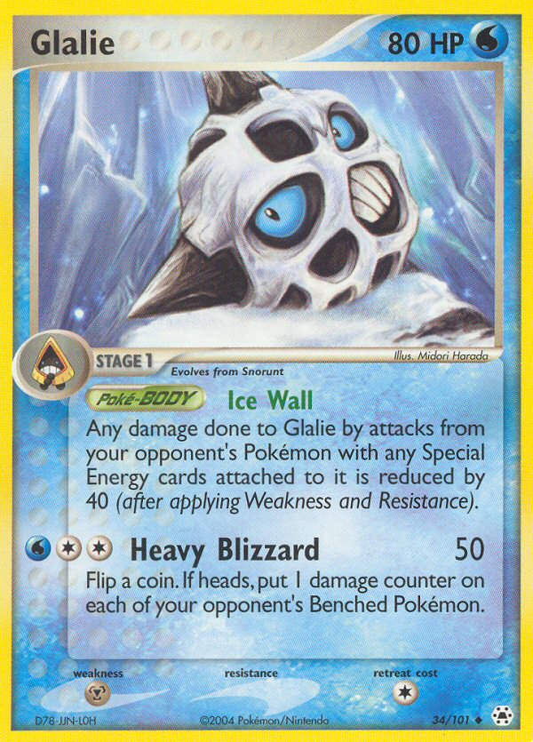 Glalie – Hidden Legends 34/101 Pokémon card