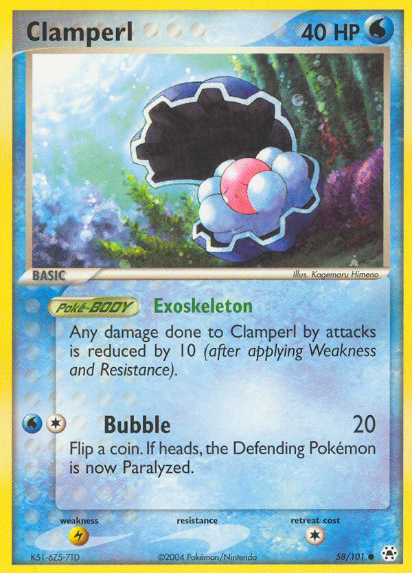 Clamperl – Hidden Legends 58/101 Pokémon card