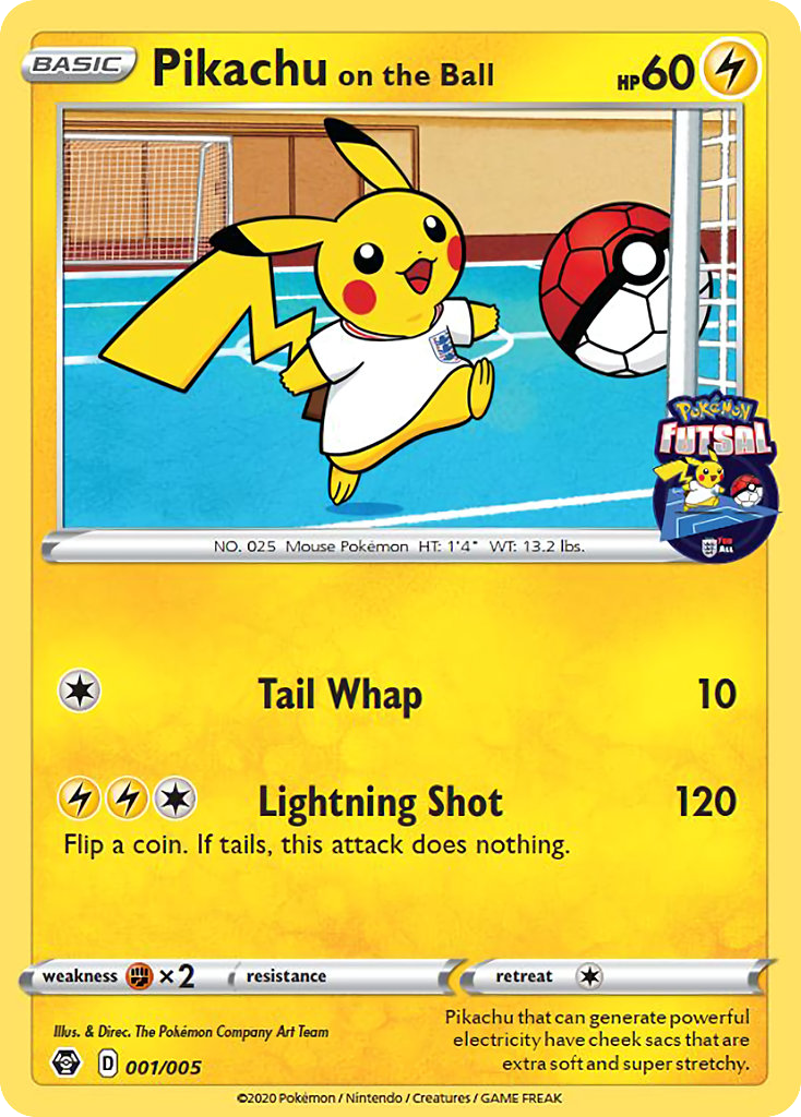 Pikachu on the Ball – Pokémon Futsal Collection 001/005 Pokémon card