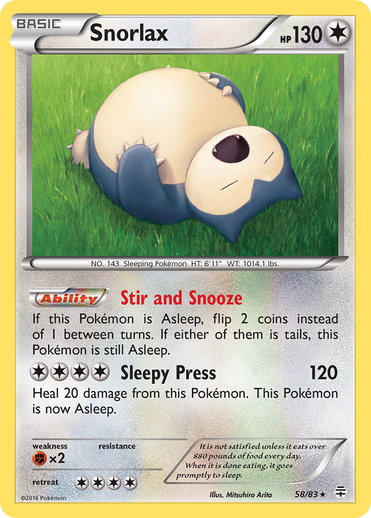 Snorlax – Generations 58/83 Pokémon card