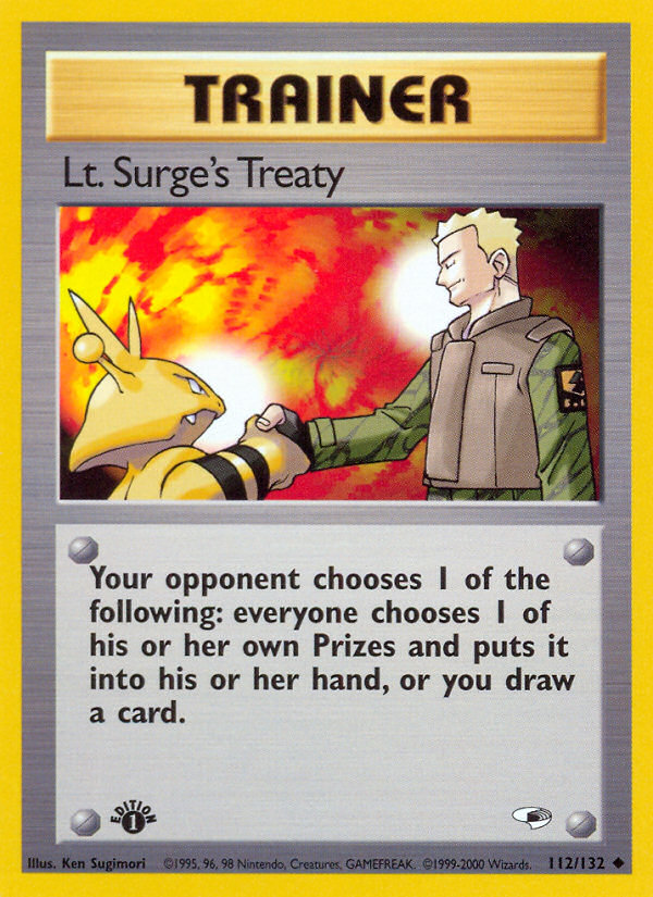 Lt. Surge's Treaty – Gym Heroes 112/132 Pokémon card