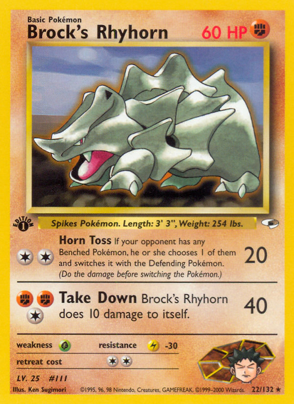 Brock's Rhyhorn – Gym Heroes 22/132 Pokémon card