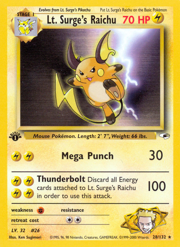 Lt. Surge's Raichu – Gym Heroes 28/132 Pokémon card