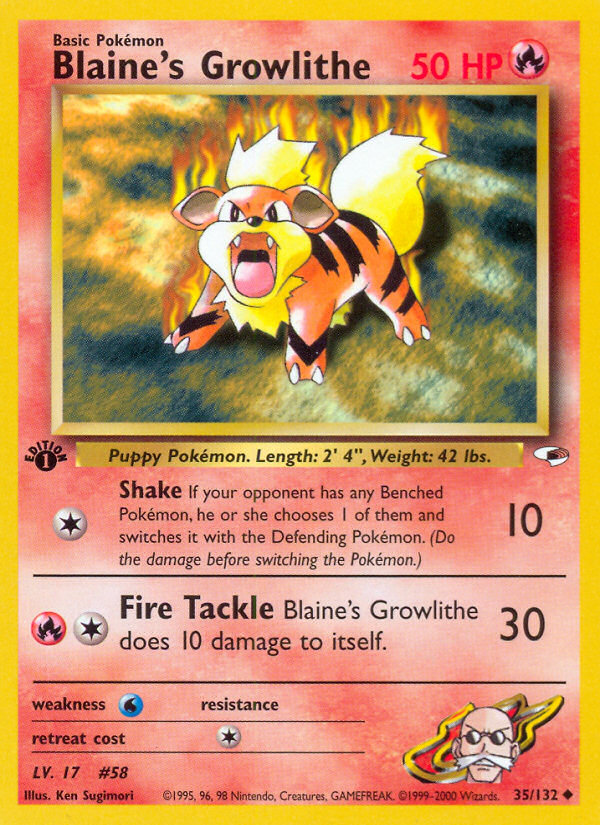 Blaine's Growlithe – Gym Heroes 35/132 Pokémon card
