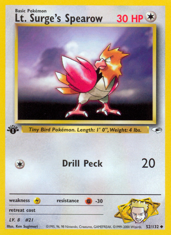 Lt. Surge's Spearow – Gym Heroes 52/132 Pokémon card