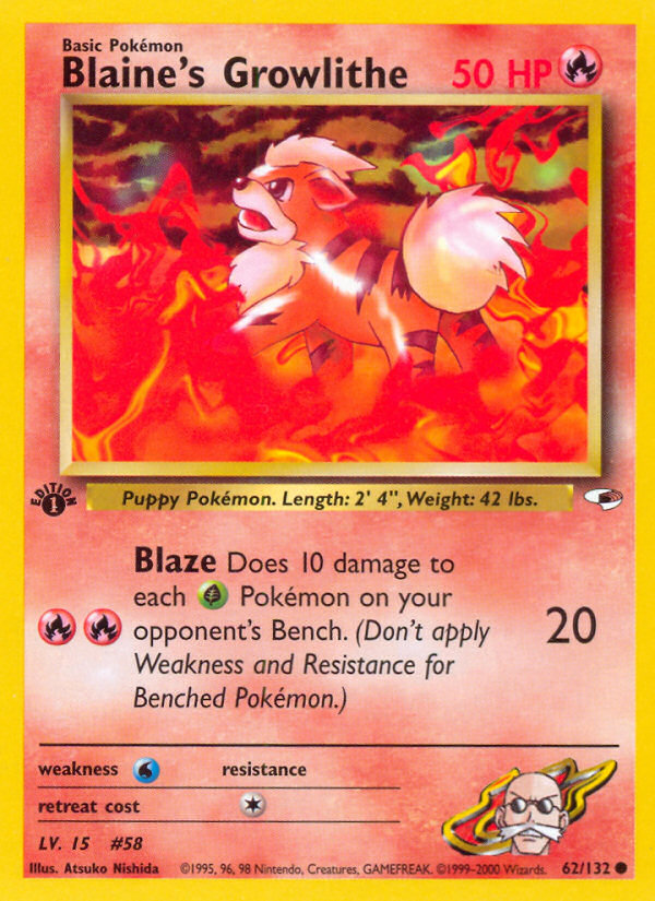 Blaine's Growlithe – Gym Heroes 62/132 Pokémon card
