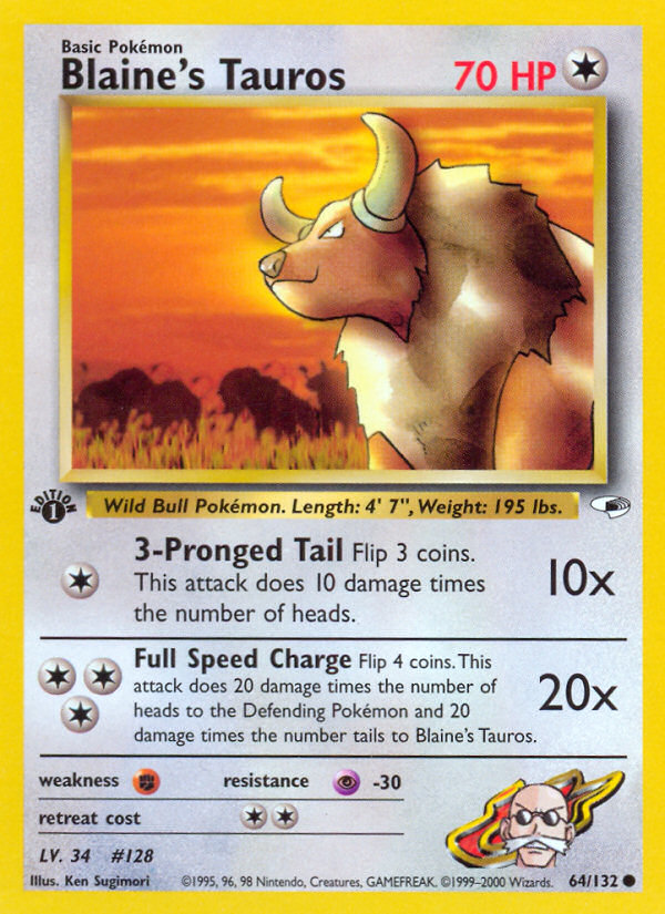 Blaine's Tauros – Gym Heroes 64/132 Pokémon card