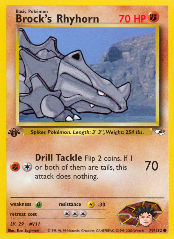 Brock's Rhyhorn – Gym Heroes 70/132 Pokémon card