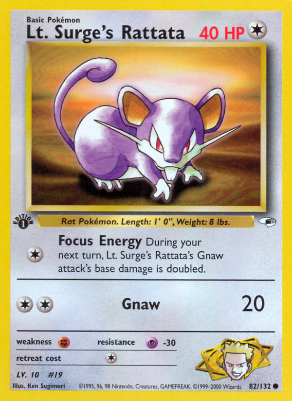 Lt. Surge's Rattata – Gym Heroes 82/132 Pokémon card