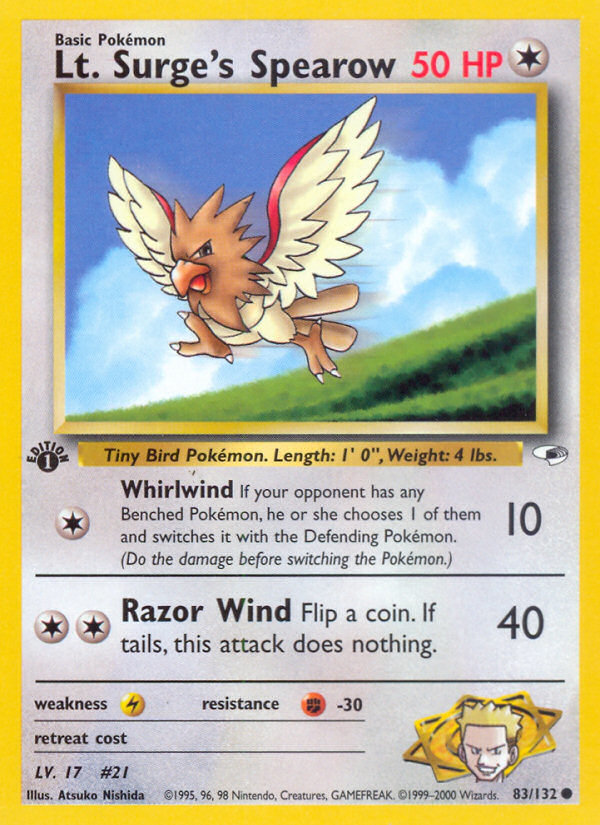 Lt. Surge's Spearow – Gym Heroes 83/132 Pokémon card