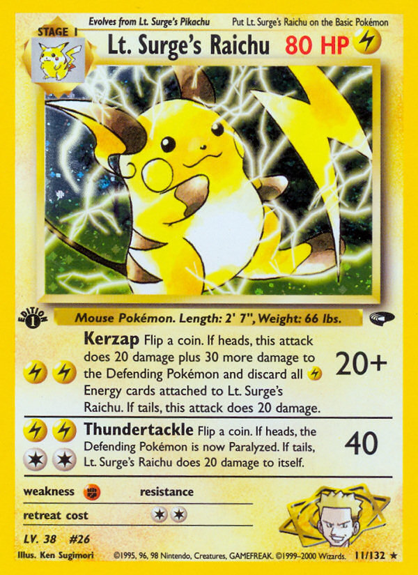 Lt. Surge's Raichu – Gym Challenge 11/132 Pokémon card