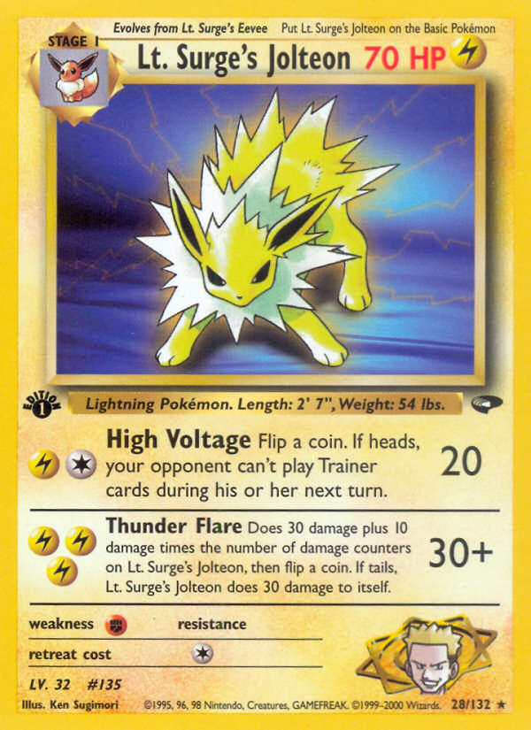 Lt. Surge's Jolteon – Gym Challenge 28/132 Pokémon card