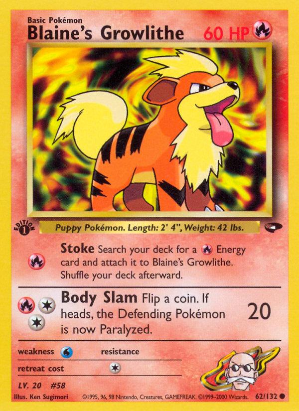 Blaine's Growlithe – Gym Challenge 62/132 Pokémon card