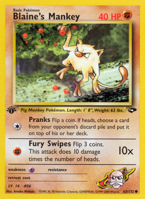 Blaine's Mankey – Gym Challenge 63/132 Pokémon card