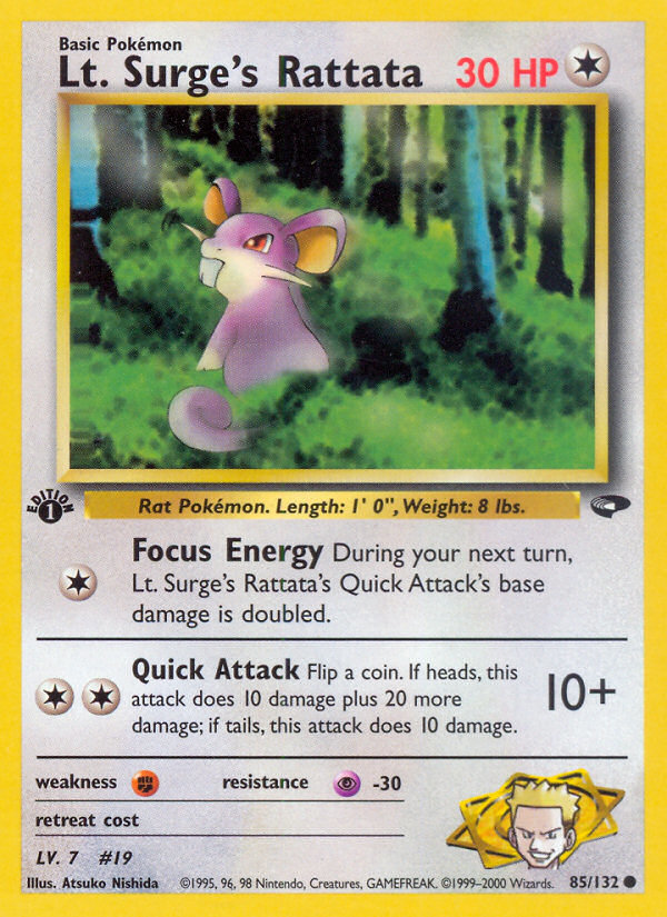 Lt. Surge's Rattata – Gym Challenge 85/132 Pokémon card