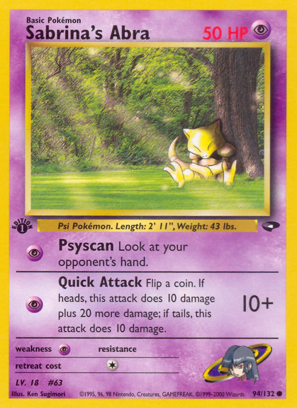 Sabrina's Abra – Gym Challenge 94/132 Pokémon card
