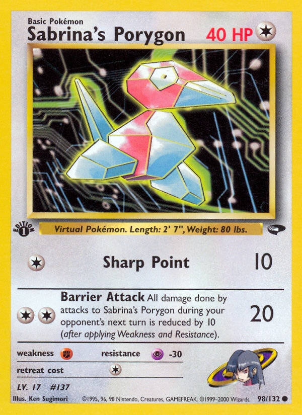 Sabrina's Porygon – Gym Challenge 98/132 Pokémon card