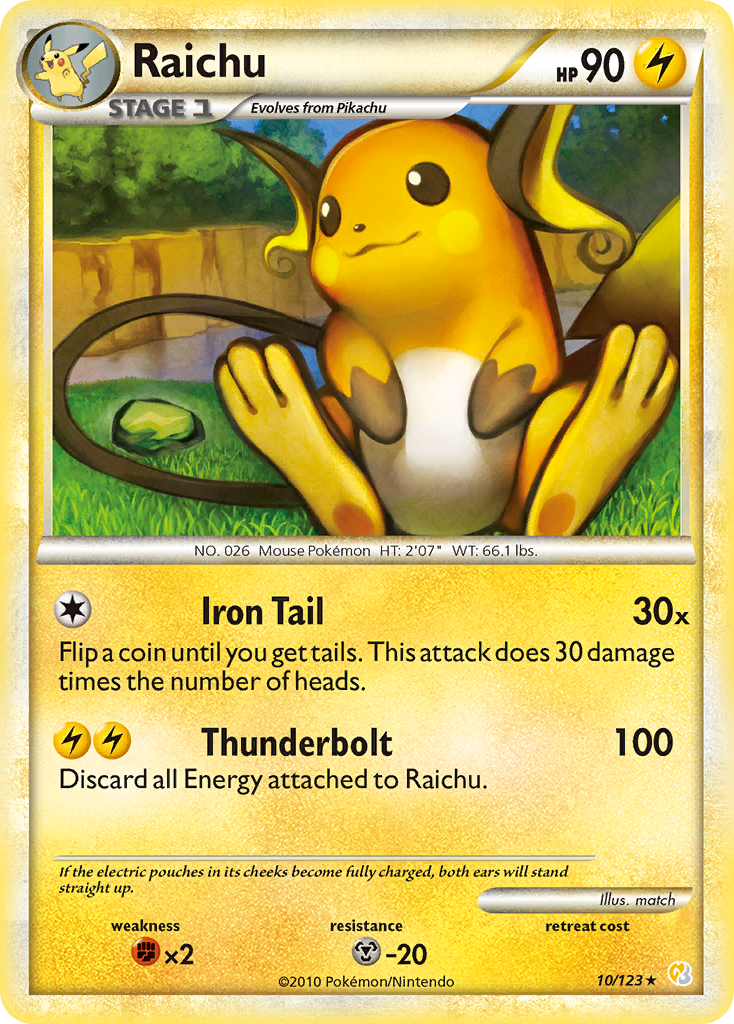 Raichu – HeartGold & SoulSilver 10/123 Pokémon card