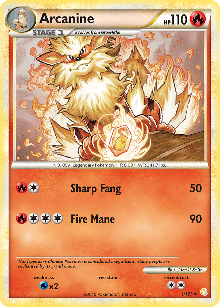 Arcanine – HeartGold & SoulSilver 1/123 Pokémon card