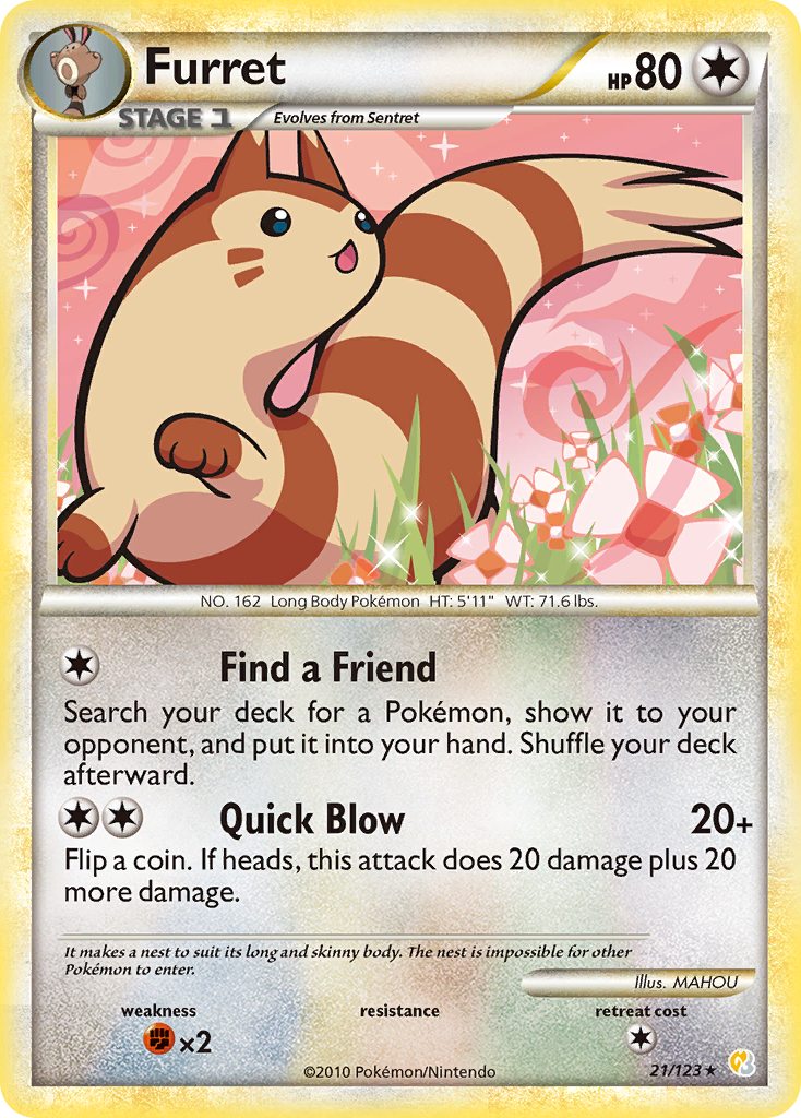 Furret – HeartGold & SoulSilver 21/123 Pokémon card