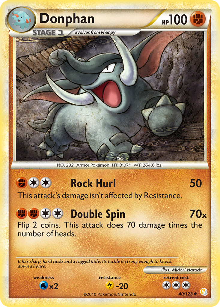 Donphan – HeartGold & SoulSilver 40/123 Pokémon card