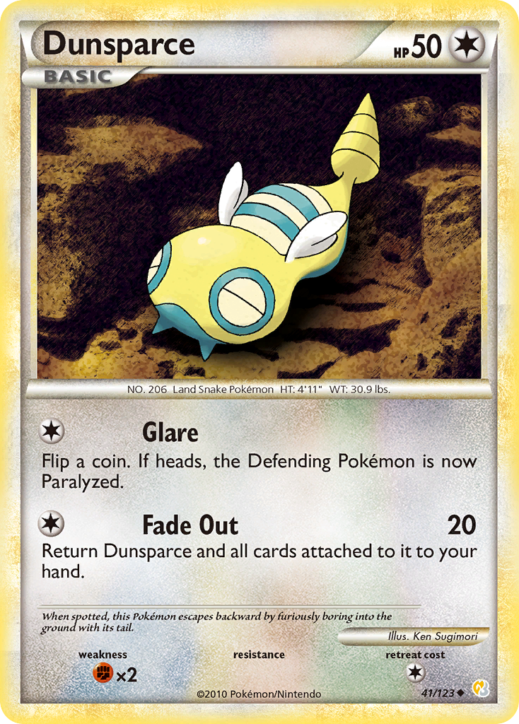 Dunsparce – HeartGold & SoulSilver 41/123 Pokémon card