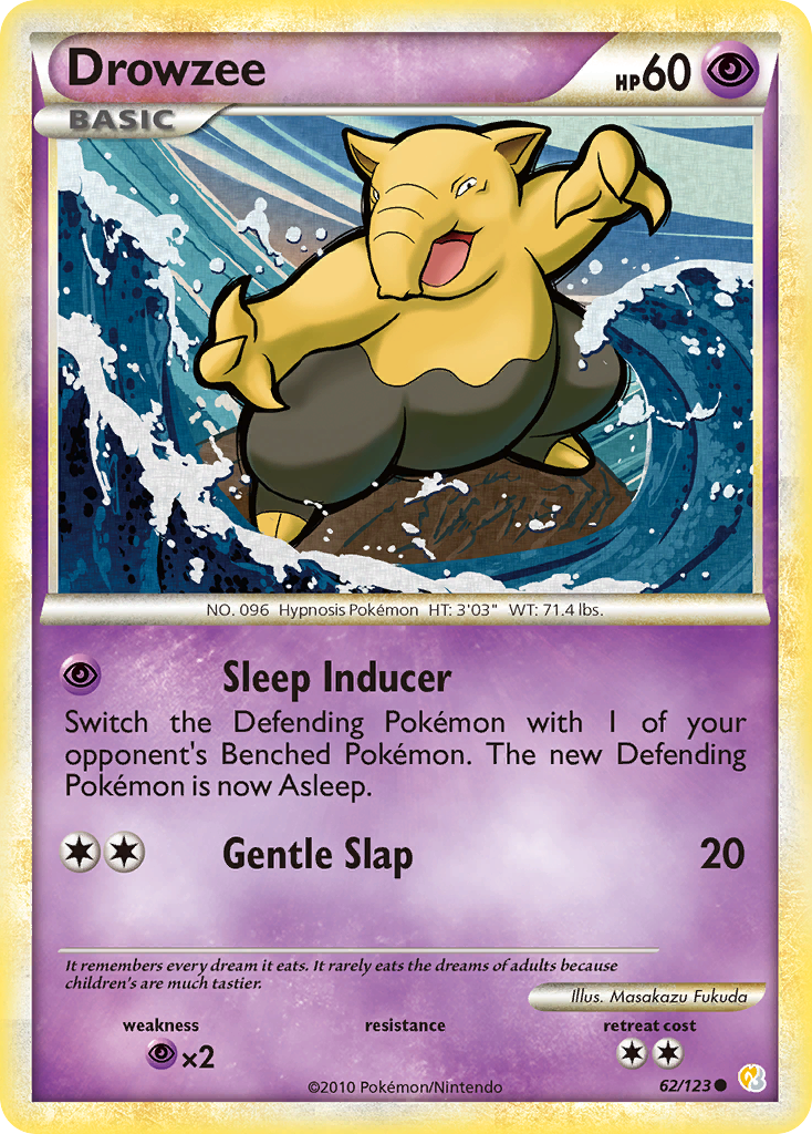 Drowzee – HeartGold & SoulSilver 62/123 Pokémon card