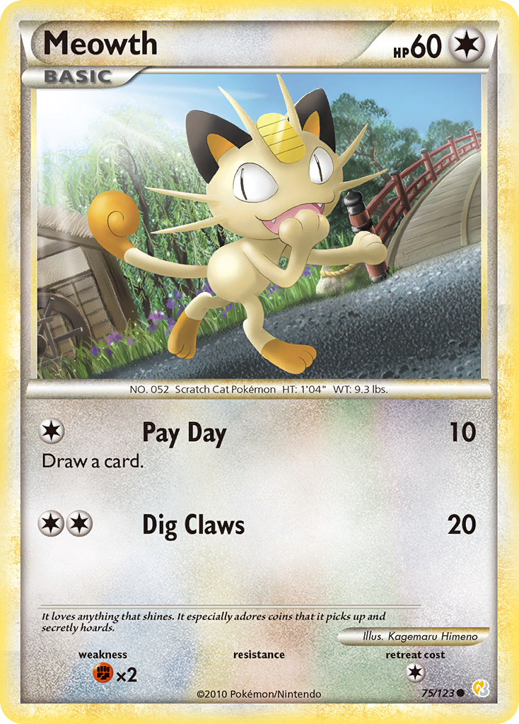 Meowth – HeartGold & SoulSilver 75/123 Pokémon card