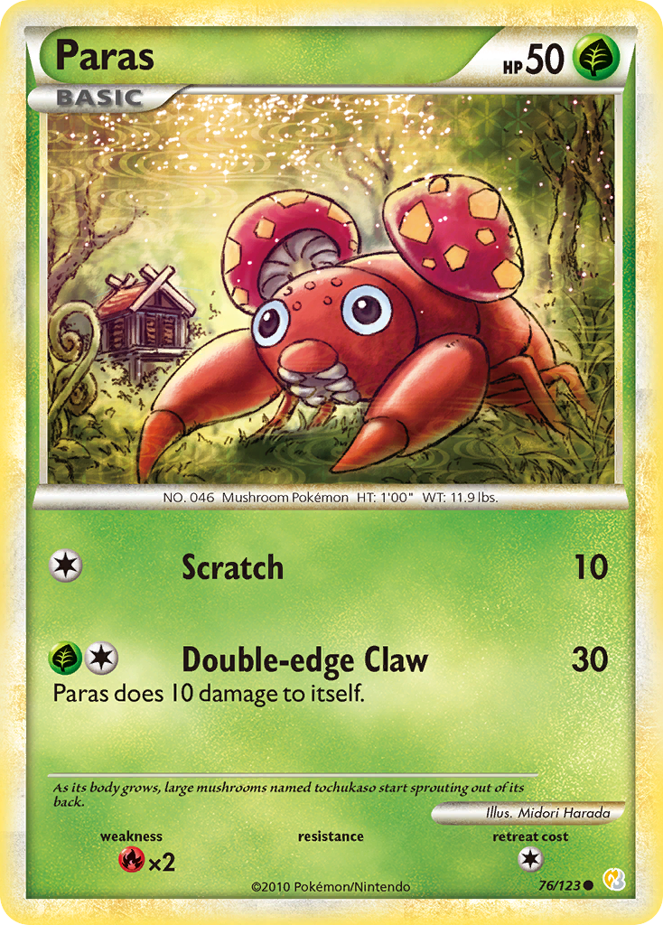 Paras – HeartGold & SoulSilver 76/123 Pokémon card