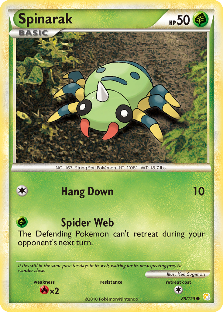 Spinarak – HeartGold & SoulSilver 83/123 Pokémon card