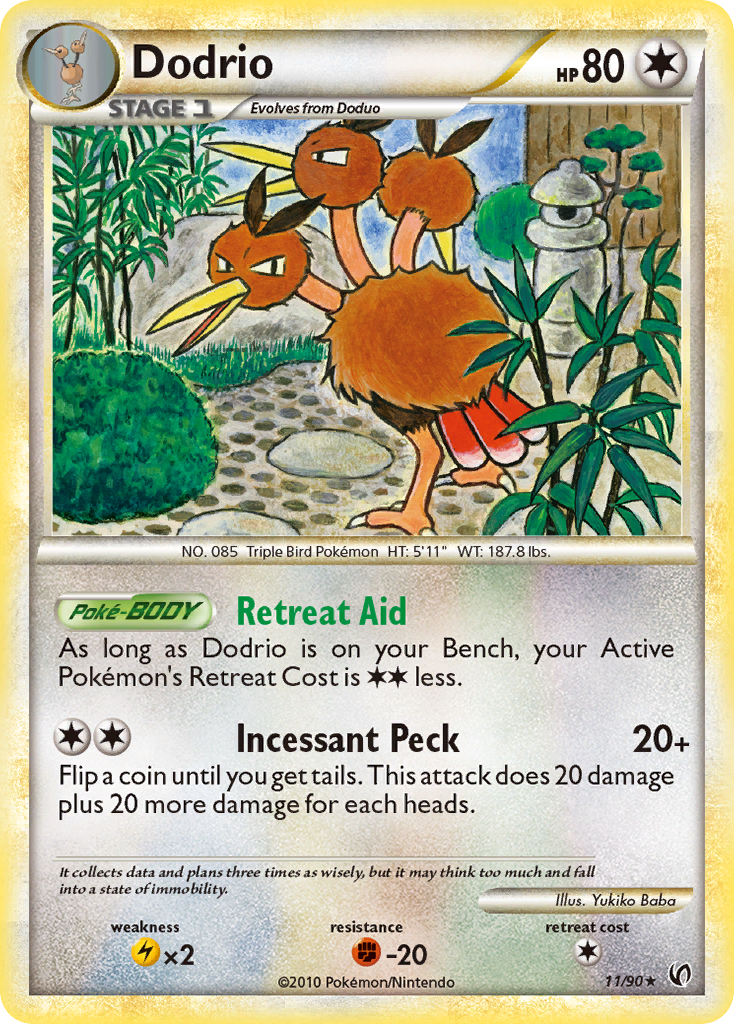 Dodrio – HS—Undaunted 11/90 Pokémon card