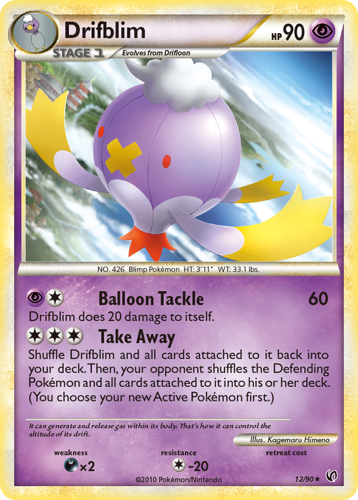Drifblim – HS—Undaunted 12/90 Pokémon card