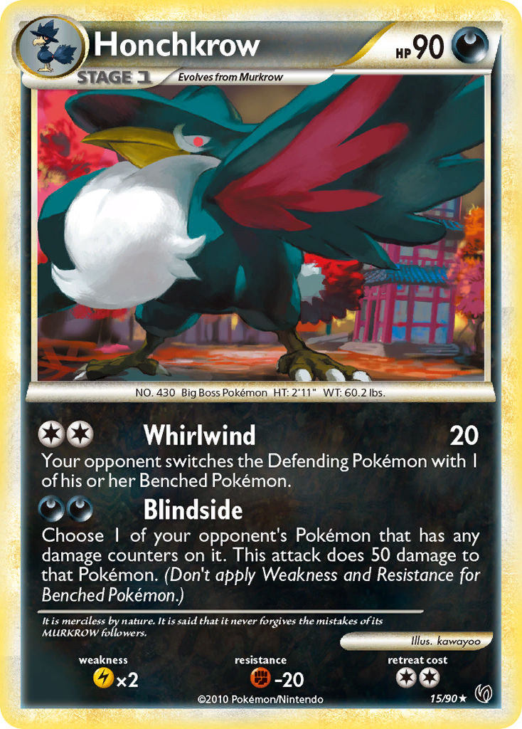 Honchkrow – HS—Undaunted 15/90 Pokémon card