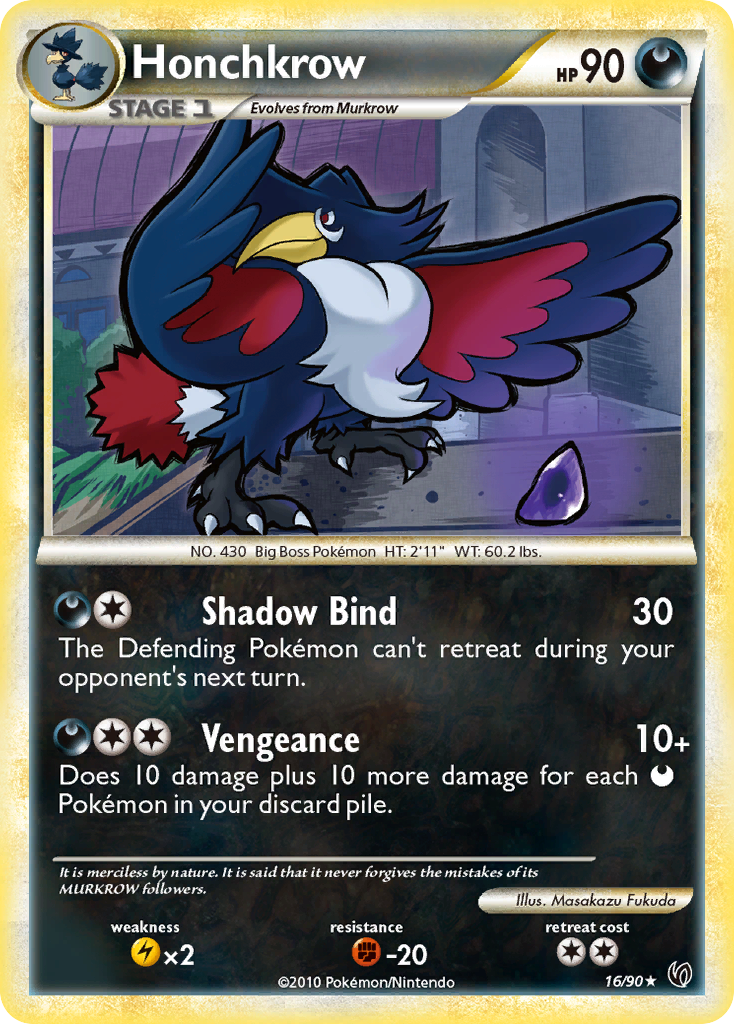 Honchkrow – HS—Undaunted 16/90 Pokémon card