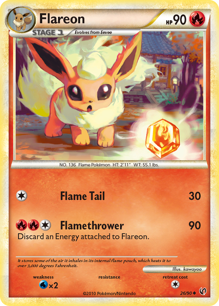 Flareon – HS—Undaunted 26/90 Pokémon card