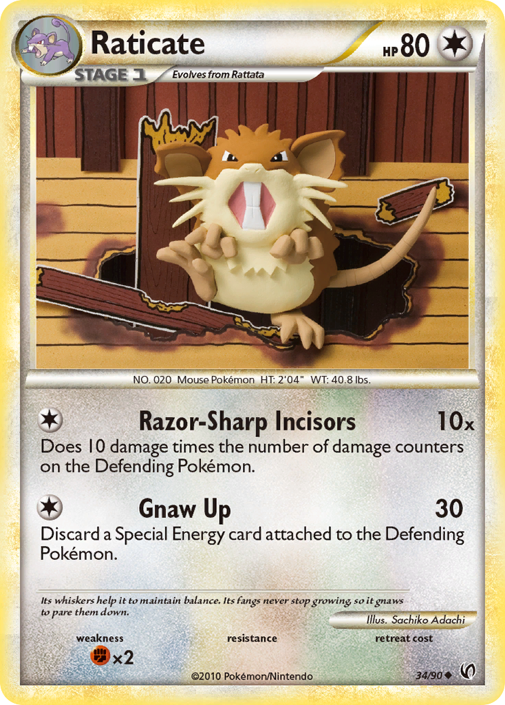 Raticate – HS—Undaunted 34/90 Pokémon card