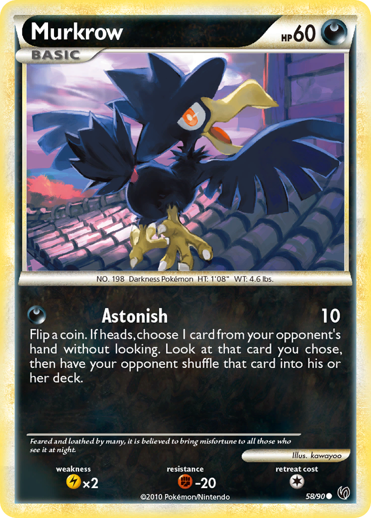 Murkrow – HS—Undaunted 58/90 Pokémon card