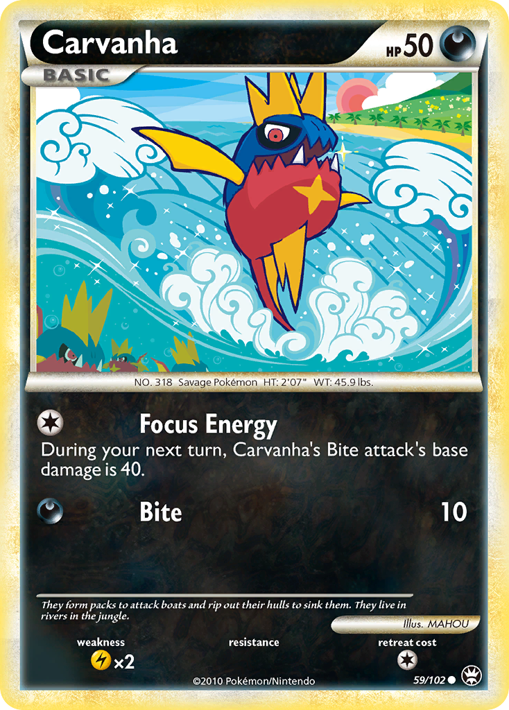 Carvanha – HS—Triumphant 59/102 Pokémon card