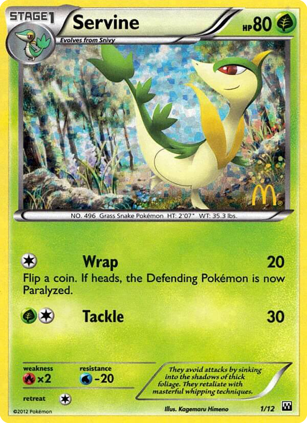 Servine – McDonald's Collection 2012 1/12 Pokémon card