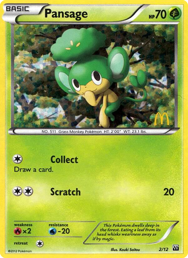 Pansage – McDonald's Collection 2012 2/12 Pokémon card