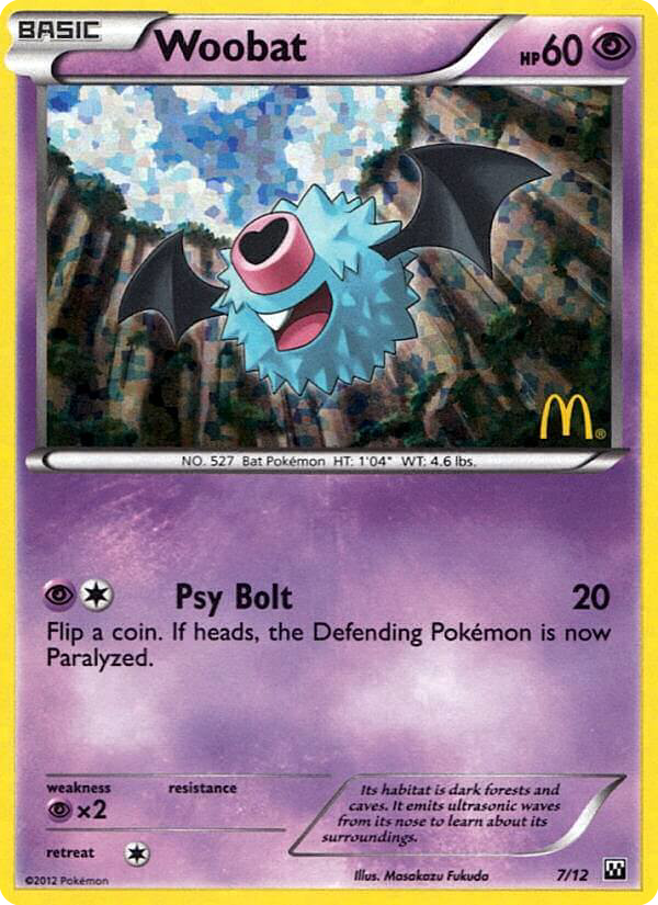 Woobat – McDonald's Collection 2012 7/12 Pokémon card