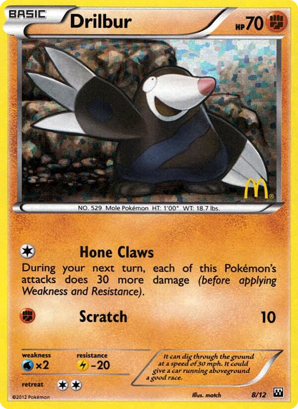 Drilbur – McDonald's Collection 2012 8/12 Pokémon card