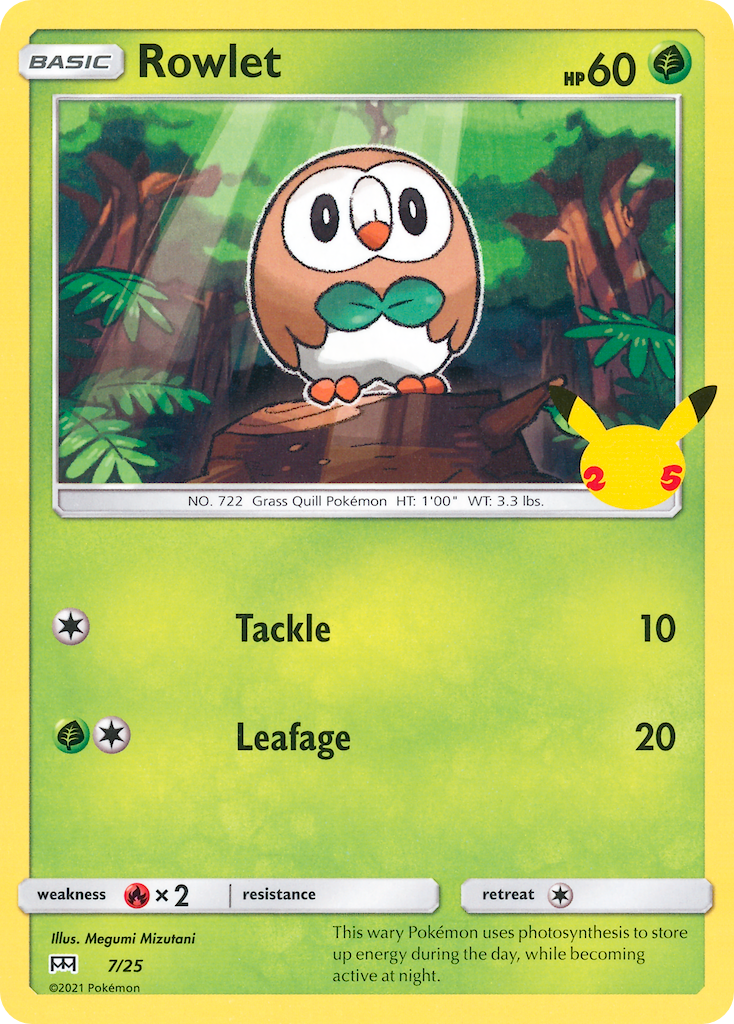 Rowlet – McDonald's Collection 2021 7/25 Pokémon card