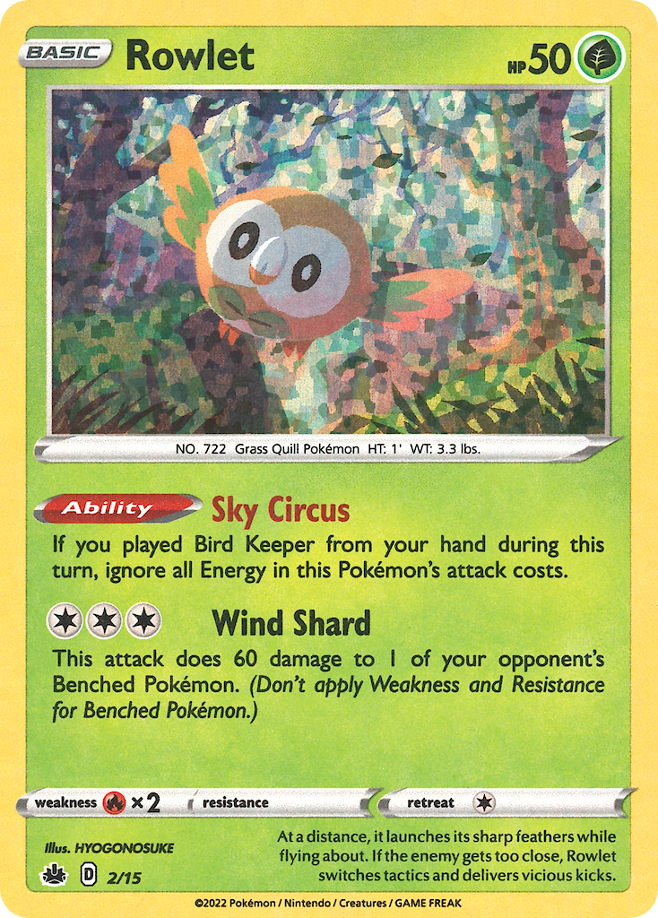 Rowlet – McDonald's Collection 2022 2/15 Pokémon card