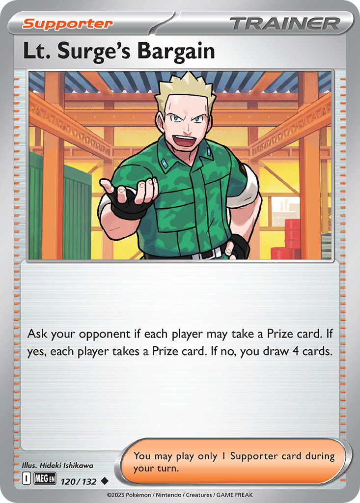 Lt. Surge's Bargain – Mega Evolution 120/132 Pokémon card
