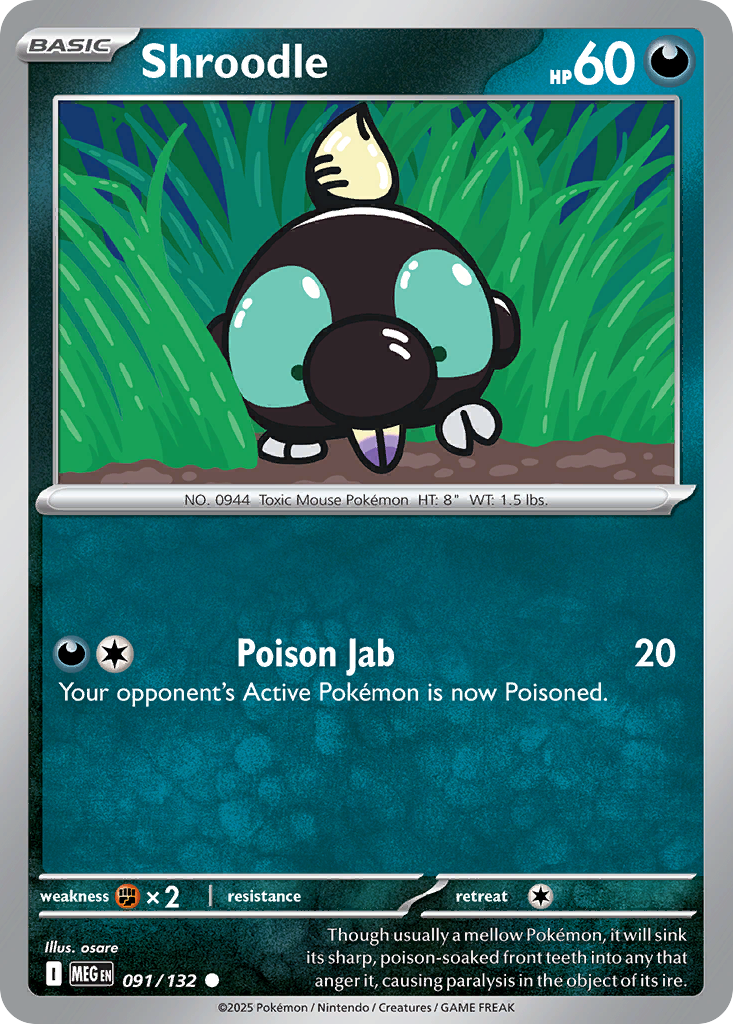 Shroodle – Mega Evolution 091/132 Pokémon card